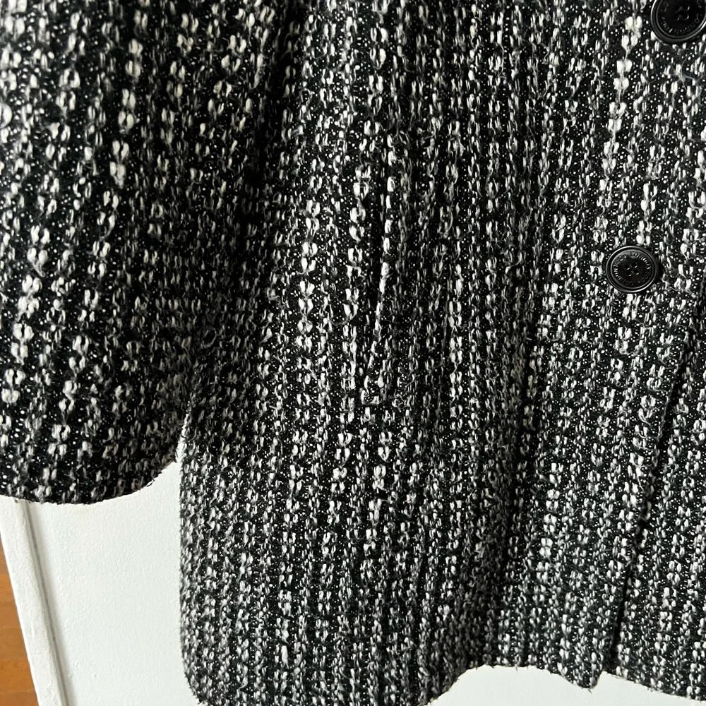 London Fog Women's Textured Black and White Pea Coat - Picture 3 of 13
